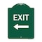 Signmission Designer Series Exit W/ Left Arrow 2, Green & White Aluminum Sign, 18" H, 24" L, GW-1824-24049 A-DES-GW-1824-24049 - alternate 1